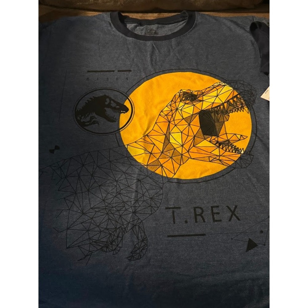 Jurassic World Dominion T-Rex BioSyn Genetics Graphic Tee Blue Mens Medium NWT